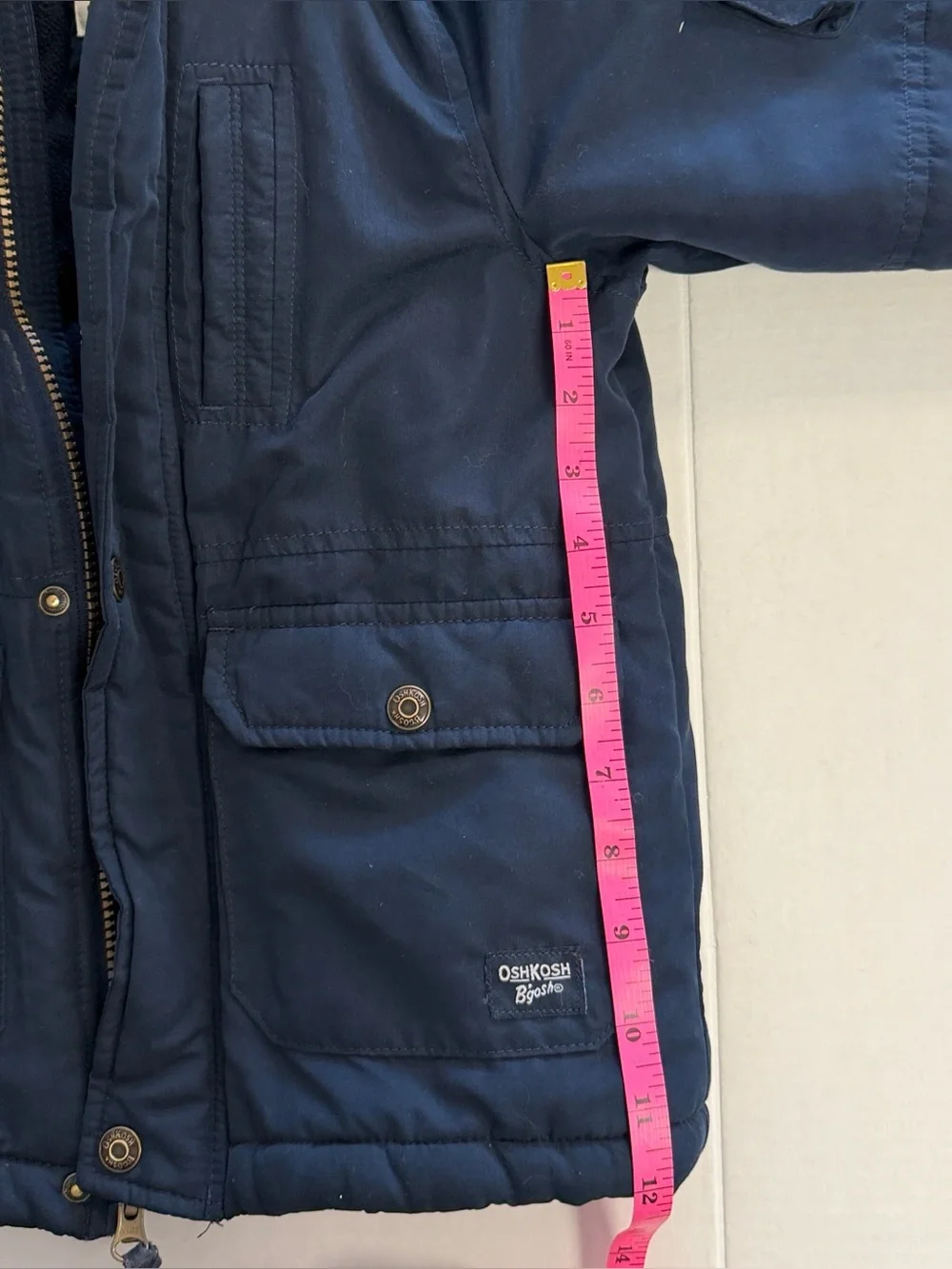 Oshkosh Fur Lined Winter Cargo Coat Navy Camo 4T